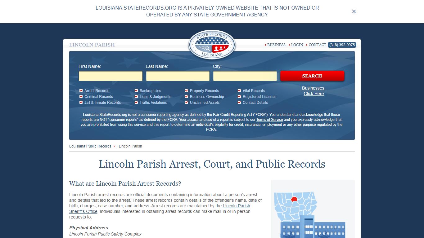 Lincoln Parish Arrest, Court, and Public Records