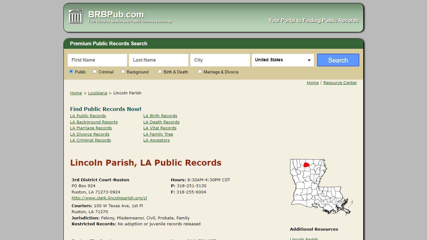 Lincoln Parish Public Records | Search Louisiana Government Databases