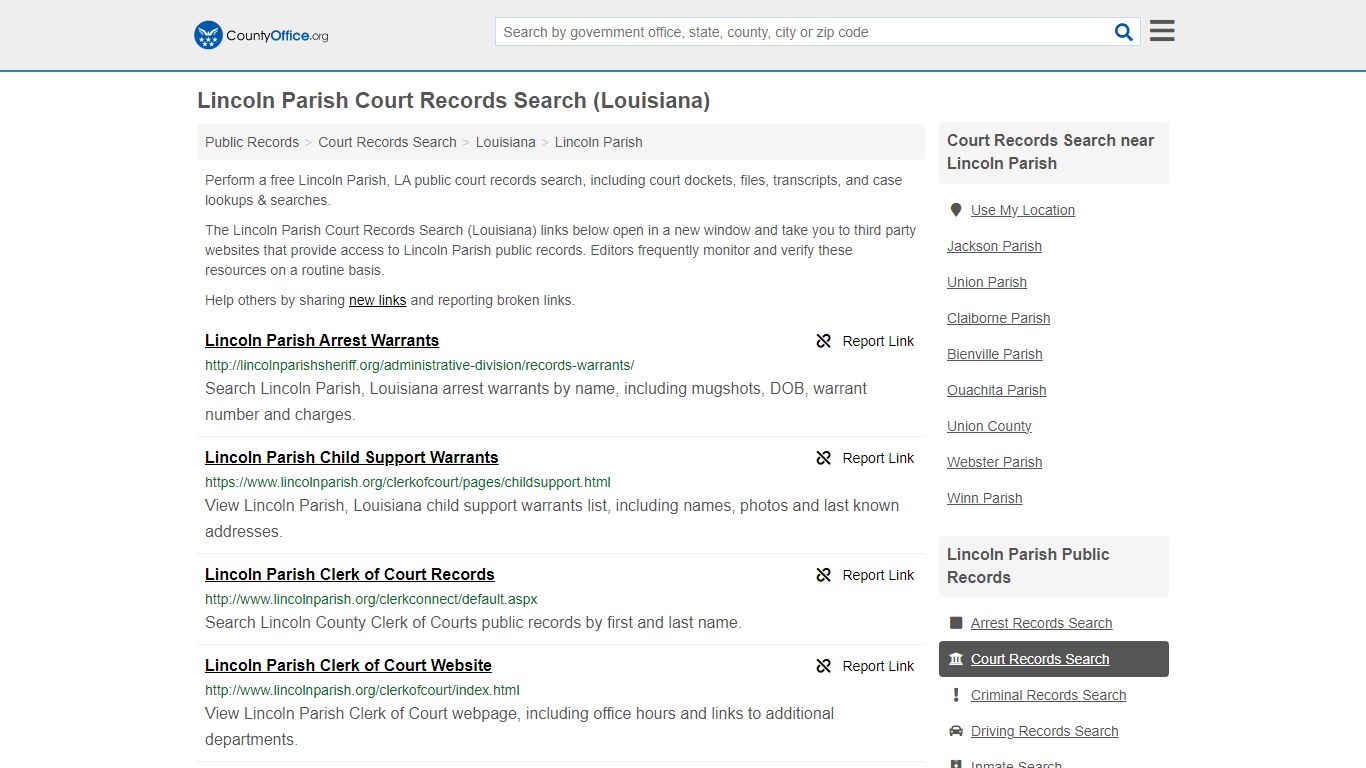 Lincoln Parish Court Records Search (Louisiana) - County Office